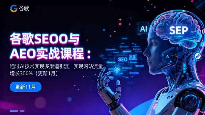 谷歌SEO与AEO实战课程:通过AI技术实现多渠道引流,实现网站流量增长300%-热点1站 - 热点知汇专注网赚项目资源知识聚汇
