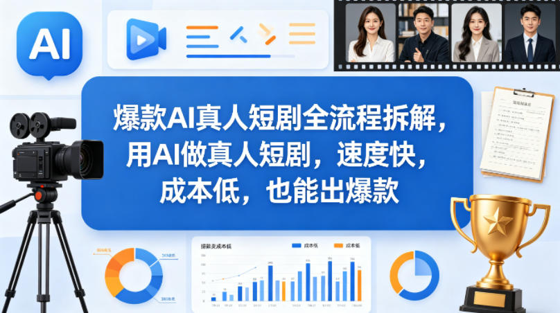 爆款AI真人短剧全流程拆解，用AI做真人短剧，速度快，成本低，也能出爆款-热点1站 - 热点知汇专注网赚项目资源知识聚汇