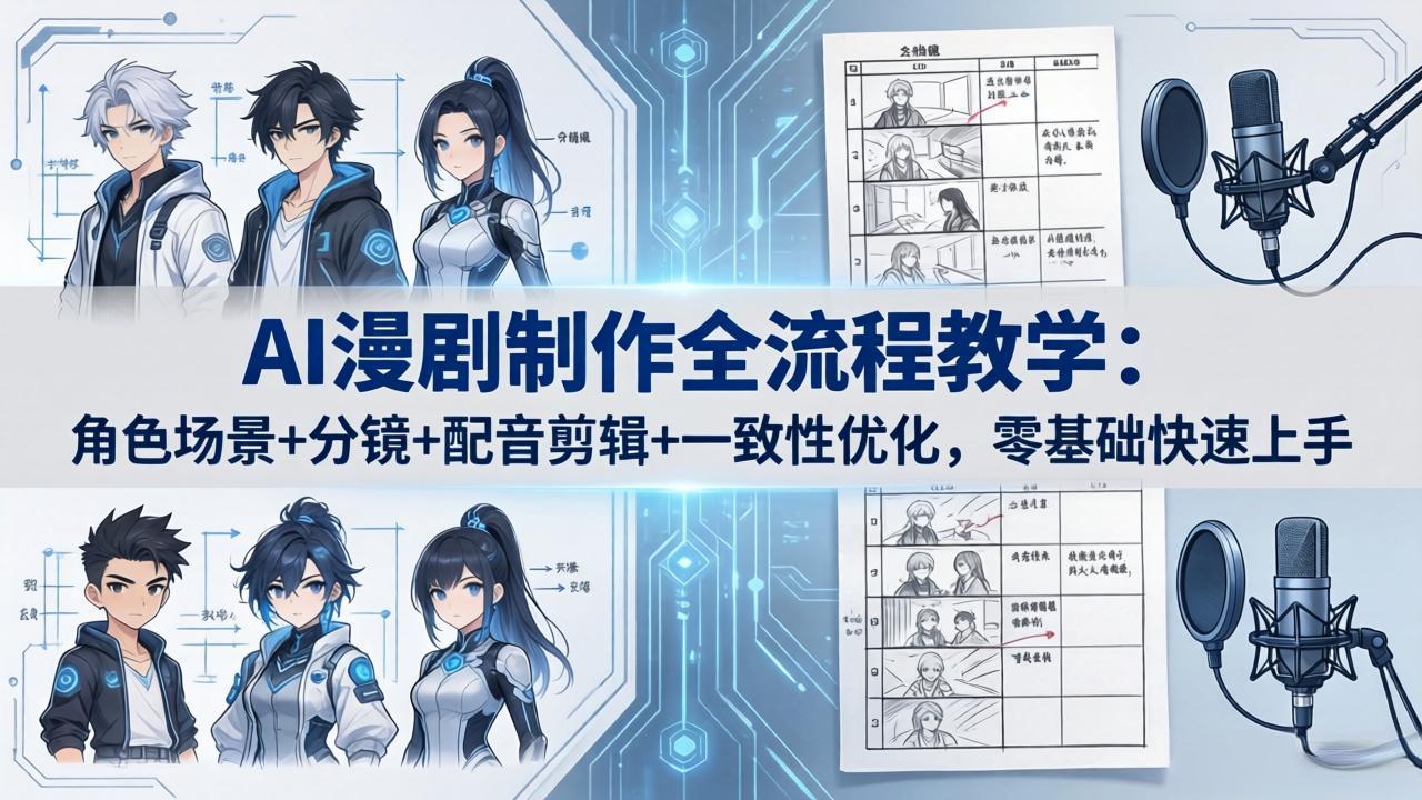 AI漫剧制作全流程教学：角色场景+分镜+配音剪辑+一致性优化，零基础快速上手-热点1站 - 热点知汇专注网赚项目资源知识聚汇