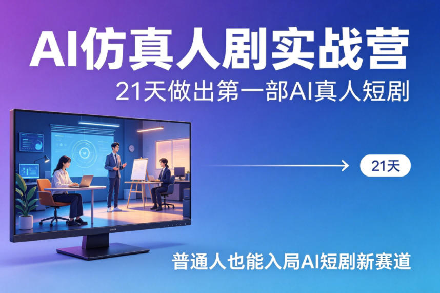 AI仿真人剧实战营，21天做出第一部AI真人短剧，普通人也能入局AI短剧新赛道-热点1站 - 热点知汇专注网赚项目资源知识聚汇