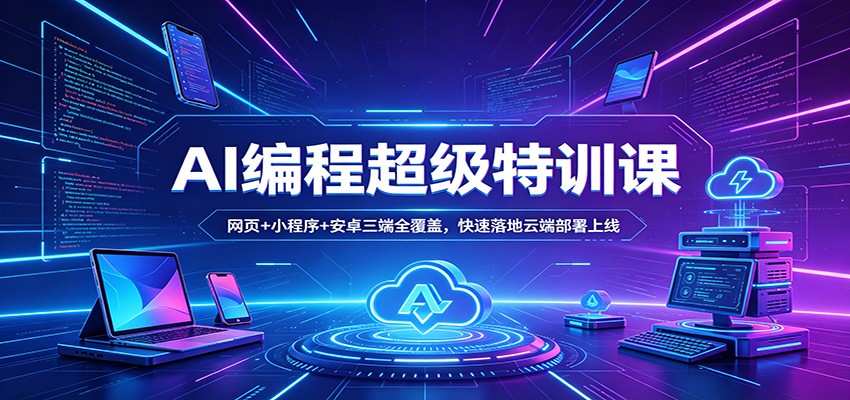 AI编程超级特训课：网页+小程序+安卓三端全覆盖，快速落地云端部署上线-热点1站 - 热点知汇专注网赚项目资源知识聚汇