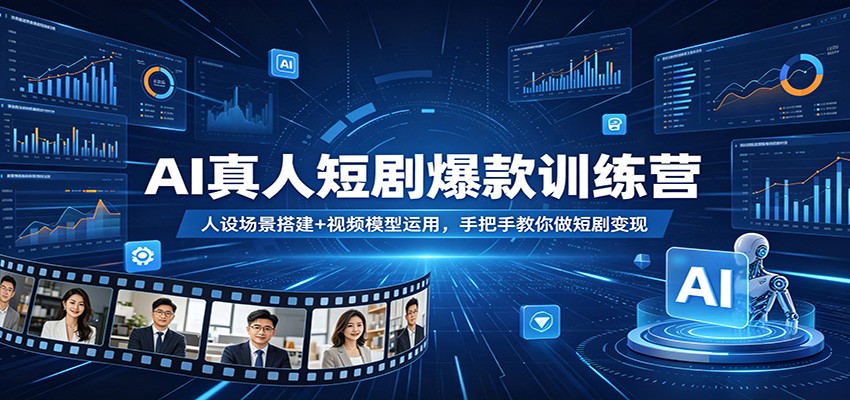 AI真人短剧爆款训练营：人设场景搭建+视频模型运用，手把手教你做短剧变现-热点1站 - 热点知汇专注网赚项目资源知识聚汇