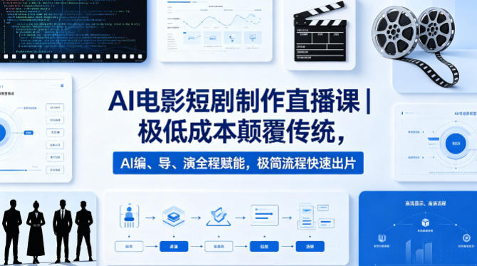 AI电影短剧制作直播课｜极低成本颠覆传统，AI编、导、演全程赋能，极简流程快速出片-热点1站 - 热点知汇专注网赚项目资源知识聚汇