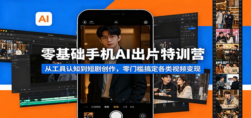 零基础手机AI出片特训营：从工具认知到短剧创作，零门槛搞定各类视频变现-热点1站 - 热点知汇专注网赚项目资源知识聚汇