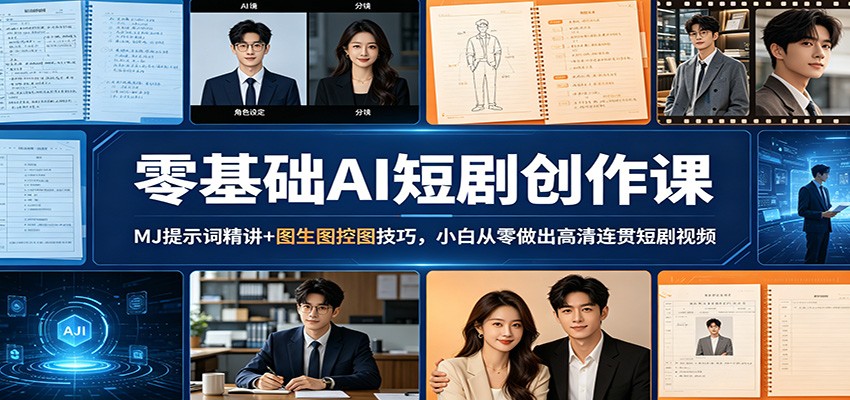 零基础AI短剧创作课：MJ提示词精讲+图生图控图技巧，小白从零做出高清连贯短剧视频-热点1站 - 热点知汇专注网赚项目资源知识聚汇