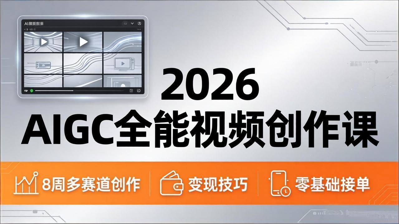 2026AIGC全能视频创作课，8周吃透多赛道创作+变现，零基础也能高效出片接单-热点1站 - 热点知汇专注网赚项目资源知识聚汇
