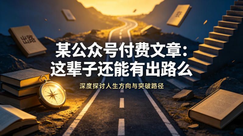 某公众号付费文章：这辈子还能有出路么-热点1站 - 热点知汇专注网赚项目资源知识聚汇