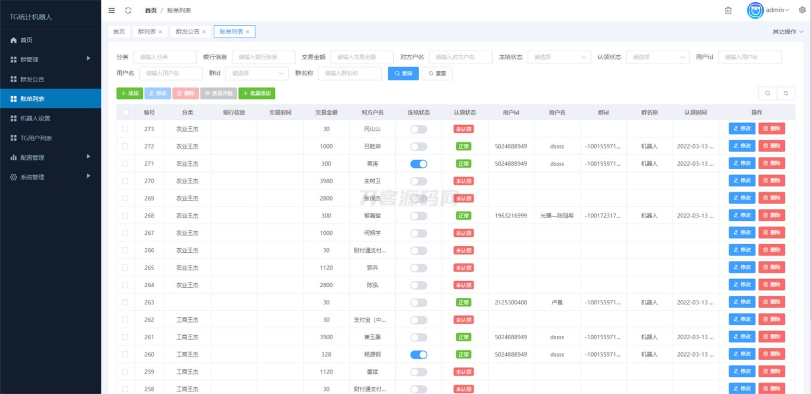 Telegram统计机器人源码/TG记账群发机器源码人/TG自动记账全开源版本-热点1站 - 热点知汇专注网赚项目资源知识聚汇