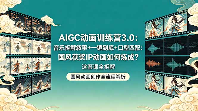 AIGC动画训练营3.0：音乐拆解叙事+一镜到底+口型匹配：国风获奖IP动画如何炼成？这套课全拆解-热点1站 - 热点知汇专注网赚项目资源知识聚汇