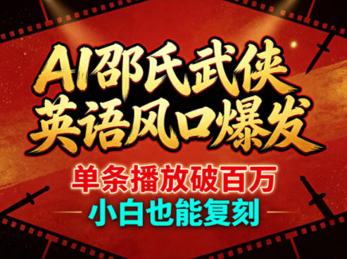 AI邵氏武侠英语风口爆发，单条播放破百万，小白也能复刻-热点1站 - 热点知汇专注网赚项目资源知识聚汇