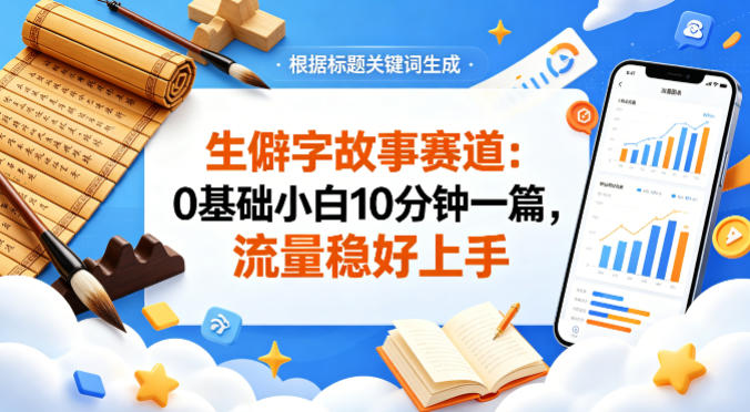 公众号流量主——生僻字故事赛道，流量稳，好上手，0基础小白也能10分钟一篇-热点1站 - 热点知汇专注网赚项目资源知识聚汇