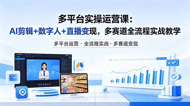 某团队多平台实操运营课-更新26年4月29：AI剪辑+数字人+直播变现，多赛道全流程实战教学-热点1站 - 热点知汇专注网赚项目资源知识聚汇