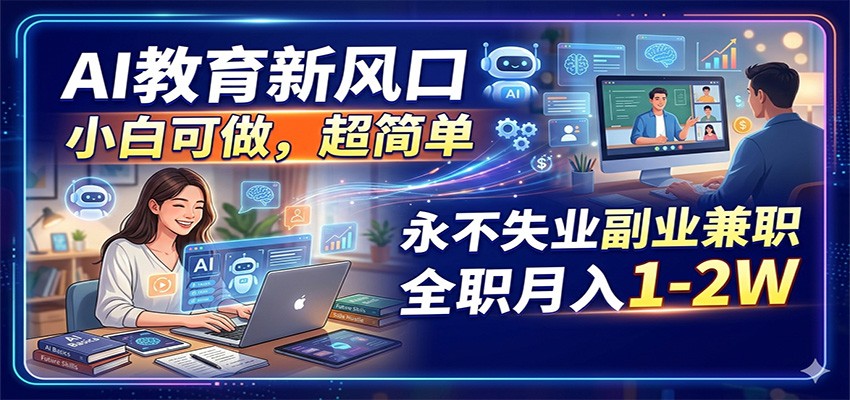 AI教育新风口，小白可做，超简单，永不失业副业兼职 全职月入1-2W-热点1站 - 热点知汇专注网赚项目资源知识聚汇