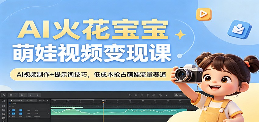 AI火花宝宝萌娃视频变现课：AI视频制作+提示词技巧，低成本抢占萌娃流量赛道-热点1站 - 热点知汇专注网赚项目资源知识聚汇