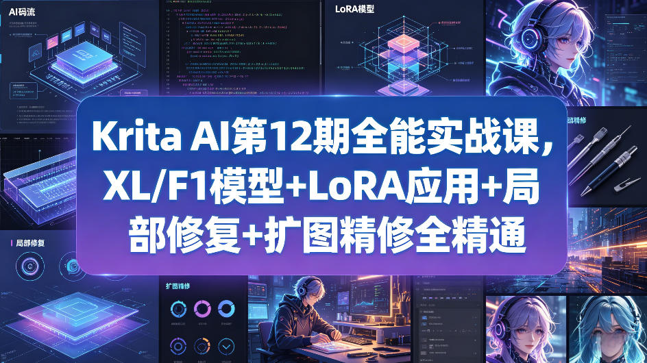 Krita AI第12期全能实战课，XL/F1模型+LoRA应用+局部修复+扩图精修全精通-热点1站 - 热点知汇专注网赚项目资源知识聚汇