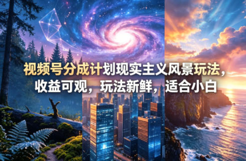 视频号分成计划现实主义风景玩法，收益可观，玩法新鲜，适合小白-热点1站 - 热点知汇专注网赚项目资源知识聚汇