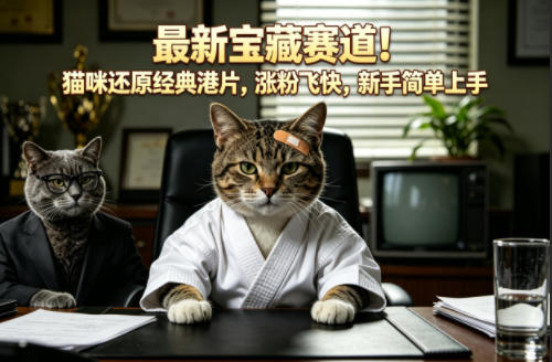 最新宝藏赛道！猫咪还原经典港片，涨粉飞快，新手简单上手-热点1站 - 热点知汇专注网赚项目资源知识聚汇