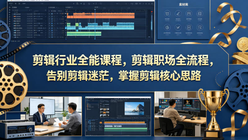 剪辑行业全能课程，剪辑职场全流程，告别剪辑迷茫，掌握剪辑核心思路-热点1站 - 热点知汇专注网赚项目资源知识聚汇
