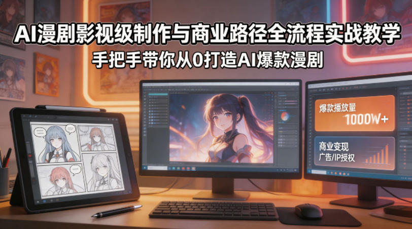 AI漫剧影视级制作与商业路径全流程实战教学，手带你从0打造AI爆款漫剧-热点1站 - 热点知汇专注网赚项目资源知识聚汇