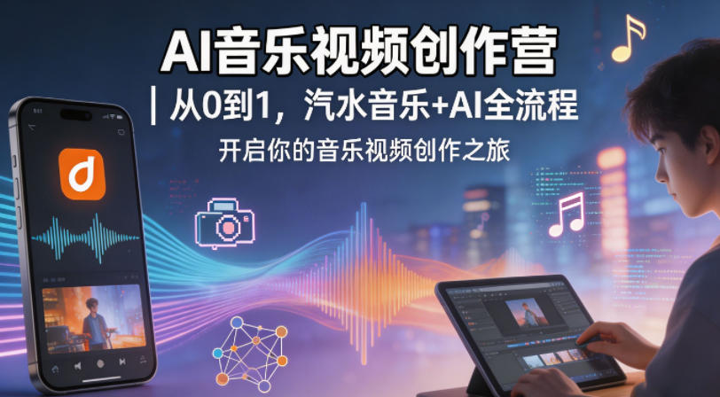 AI音乐视频创作营｜从0到1，汽水音乐+AI全流程，开启你的音乐视频创作之旅-热点1站 - 热点知汇专注网赚项目资源知识聚汇