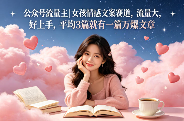 公众号流量主女孩情感文案赛道，流量大，好上手，平均3篇就有一篇万爆文章-热点1站 - 热点知汇专注网赚项目资源知识聚汇