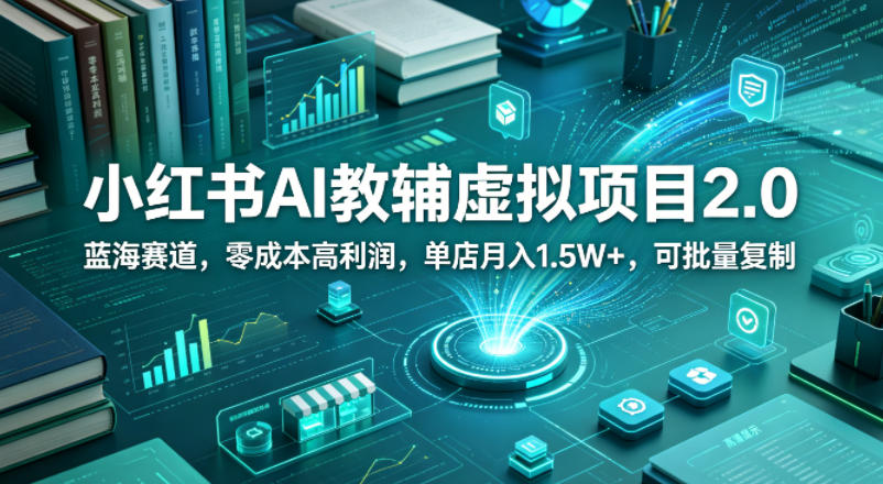 小红书AI教辅虚拟项目2.0，蓝海赛道，零成本高利润，单店月入1.5W+，可批量复制-热点1站 - 热点知汇专注网赚项目资源知识聚汇