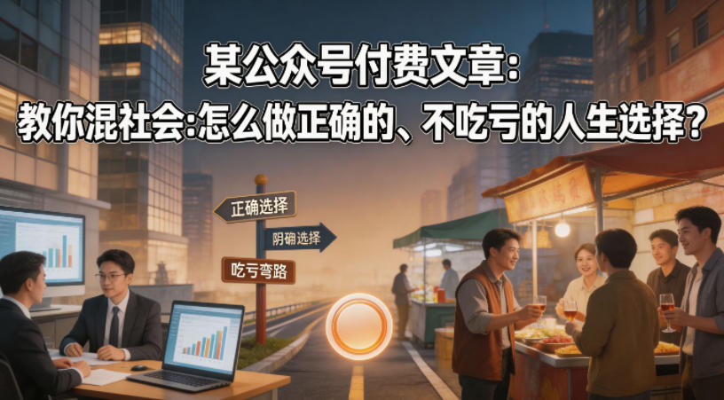 某公众号付费文章：教你混社会：怎么做正确的、不吃亏的人生选择？-热点1站 - 热点知汇专注网赚项目资源知识聚汇