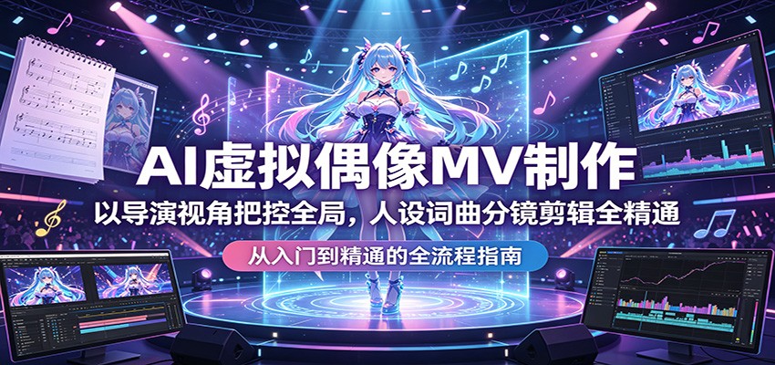 AI虚拟偶像MV制作：以导演视角把控全局，人设词曲分镜剪辑全精通-热点1站 - 热点知汇专注网赚项目资源知识聚汇