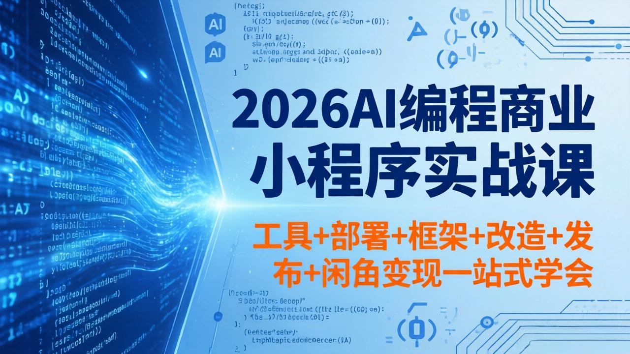 2026AI编程商业小程序实战课，工具+部署+框架+改造+发布+闲鱼变现一站式学会-热点1站 - 热点知汇专注网赚项目资源知识聚汇