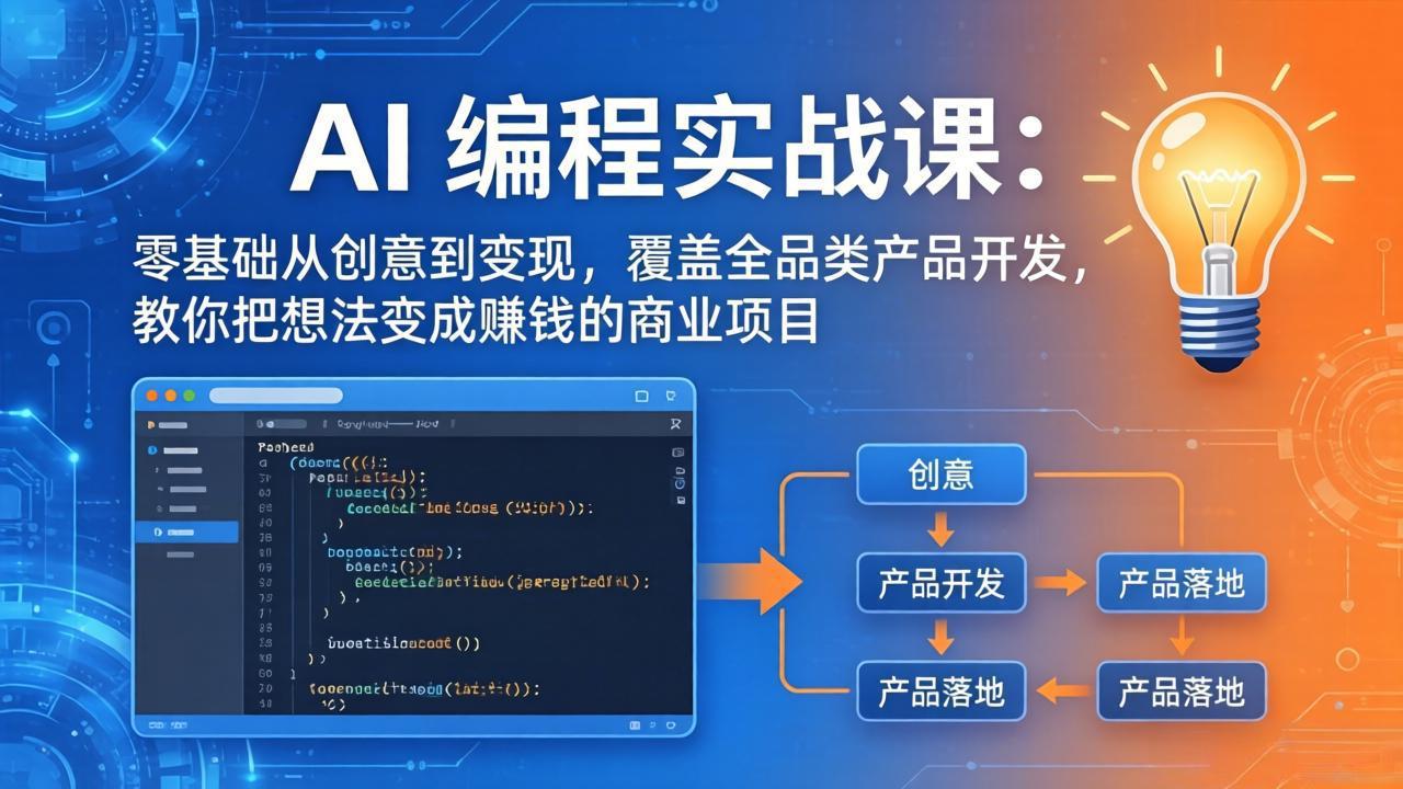 AI编程实战课-第三期-5月3更新：零基础从创意到变现，覆盖全品类产品开发，把想法变成赚钱项目-热点1站 - 热点知汇专注网赚项目资源知识聚汇