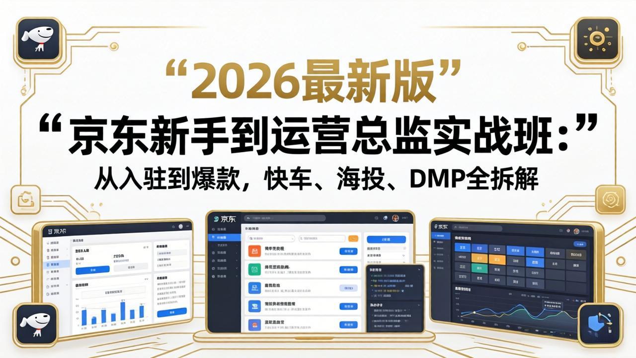 京东新手到运营总监实战班：从入驻到爆款，快车、海投、DMP全拆解，2026最新版-热点1站 - 热点知汇专注网赚项目资源知识聚汇