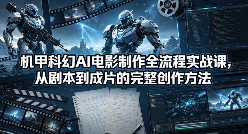 机甲科幻AI电影制作全流程实战课，从剧本到成片的完整创作方法-热点1站 - 热点知汇专注网赚项目资源知识聚汇