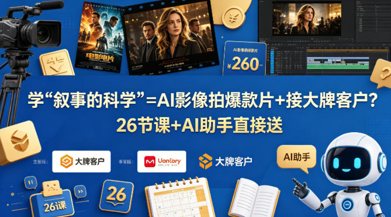 学《叙事的科学》=AI影像拍爆款片+接大牌客户？26节课+AI助手直接送【原创双语字幕】-热点1站 - 热点知汇专注网赚项目资源知识聚汇