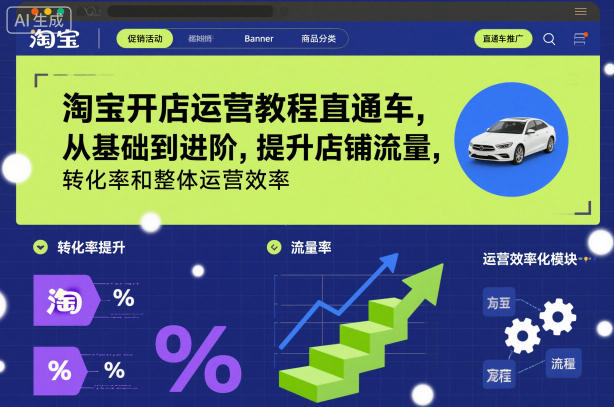 淘宝开店运营教程直通车，从基础到进阶，提升店铺流量，转化率和整体运营效率(更新26年4月20日)-热点1站 - 热点知汇专注网赚项目资源知识聚汇