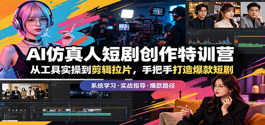 AI仿真人短剧创作特训营：从工具实操到剪辑拉片，手把手打造爆款短剧-热点1站 - 热点知汇专注网赚项目资源知识聚汇