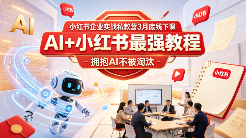 小红书企业实战私教营3月底线下课，AI+小红书最强教程，拥抱AI不被淘汰-热点1站 - 热点知汇专注网赚项目资源知识聚汇