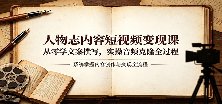 人物志内容短视频变现课：从零学文案撰写，实操音频克隆全过程-热点1站 - 热点知汇专注网赚项目资源知识聚汇