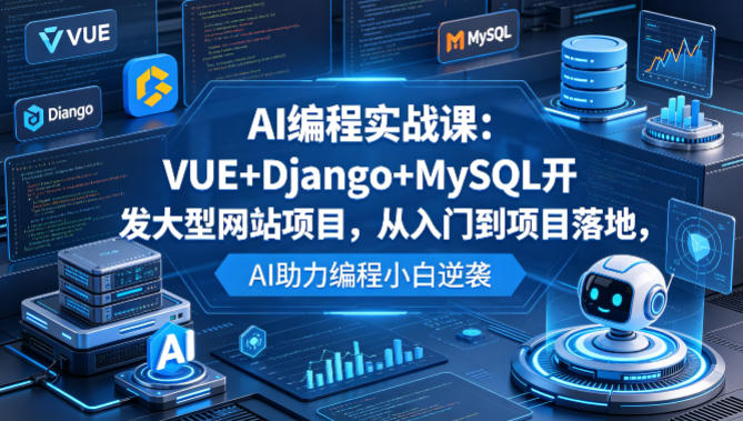 AI编程实战课：VUE+Django+MySQL开发大型网站项目，从入门到项目落地，AI助力编程小白逆袭-热点1站 - 热点知汇专注网赚项目资源知识聚汇