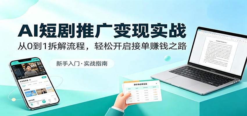 AI短剧推广变现实战：从0到1拆解流程，轻松开启接单赚钱之路-热点1站 - 热点知汇专注网赚项目资源知识聚汇