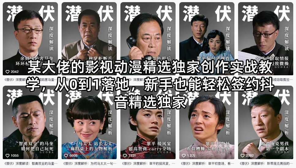 某大佬的影视动漫精选独家创作实战教学，从0到1落地，新手也能轻松签约抖音精选独家-热点1站 - 热点知汇专注网赚项目资源知识聚汇