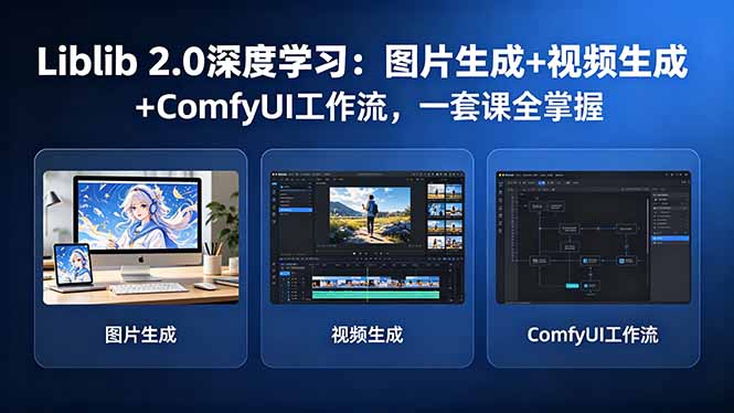 Liblib 2.0深度学习：图片生成+视频生成+ComfyUI工作流，一套课全掌握-热点1站 - 热点知汇专注网赚项目资源知识聚汇
