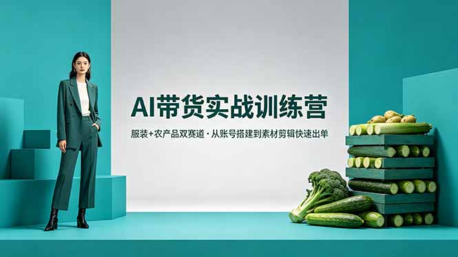 AI带货实战训练营，服装+农产品双赛道，从账号搭建到素材剪辑快速出单-热点1站 - 热点知汇专注网赚项目资源知识聚汇