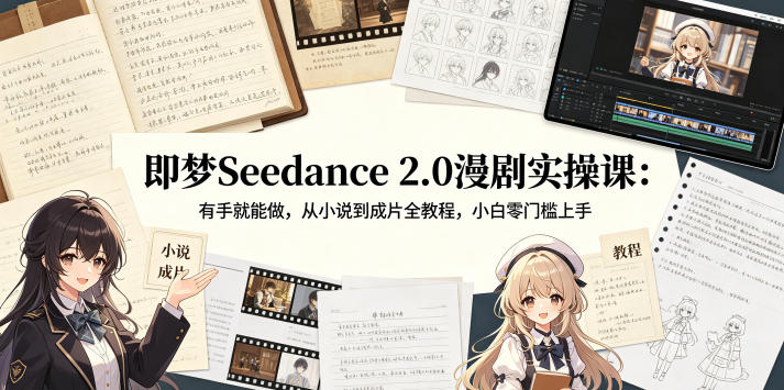 即梦Seedance 2.0漫剧实操课：有手就能做，从小说到成片全教程，小白零门槛上手-热点1站 - 热点知汇专注网赚项目资源知识聚汇