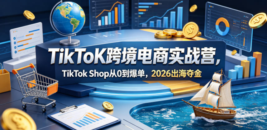 TikToK跨境电商实战营，TikTok Shop从0到爆单，2026出海夺金-热点1站 - 热点知汇专注网赚项目资源知识聚汇