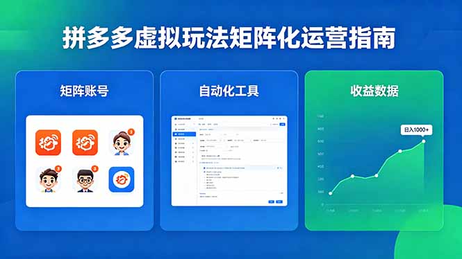 闭眼可复制的拼多多虚拟玩法，矩阵化运营，长期稳定日入 1000+-热点1站 - 热点知汇专注网赚项目资源知识聚汇
