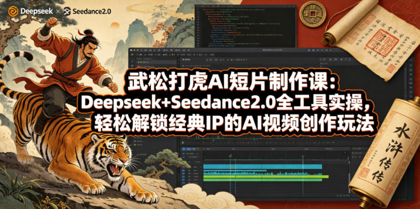 武松打虎AI短片制作课：Deepseek+Seedance2.0全工具实操，轻松解锁经典IP的AI视频创作玩法-热点1站 - 热点知汇专注网赚项目资源知识聚汇