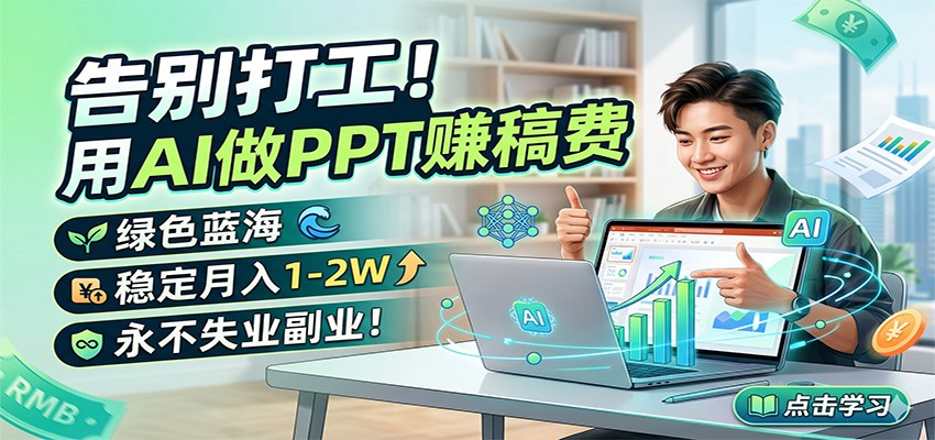 告别打工！用AI做PPT赚稿费，绿色蓝海，稳定月入1-2W，永不失业副业！-热点1站 - 热点知汇专注网赚项目资源知识聚汇
