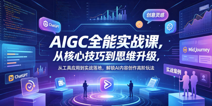 AIGC全能实战课，从核心技巧到思维升级，从工具应用到实战落地，解锁AI内容创作高阶玩法-热点1站 - 热点知汇专注网赚项目资源知识聚汇