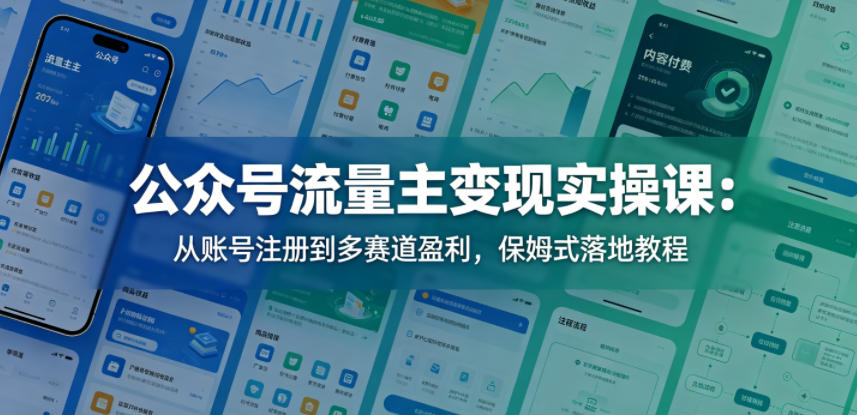 公众号流量主变现实操课：从账号注册到多赛道盈利，保姆式落地教程-热点1站 - 热点知汇专注网赚项目资源知识聚汇