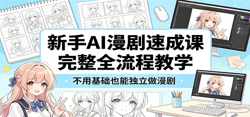 新手AI漫剧速成课：完整全流程教学，不用基础也能独立做漫剧-热点1站 - 热点知汇专注网赚项目资源知识聚汇